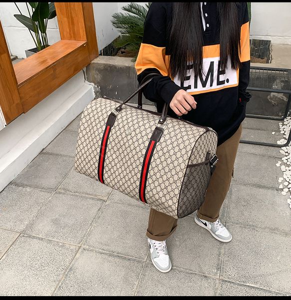 

large capacity duffle bag travel bags outdoor leather polyester plain print handbags stripes letter soft single oversize gm luggage bag tao6