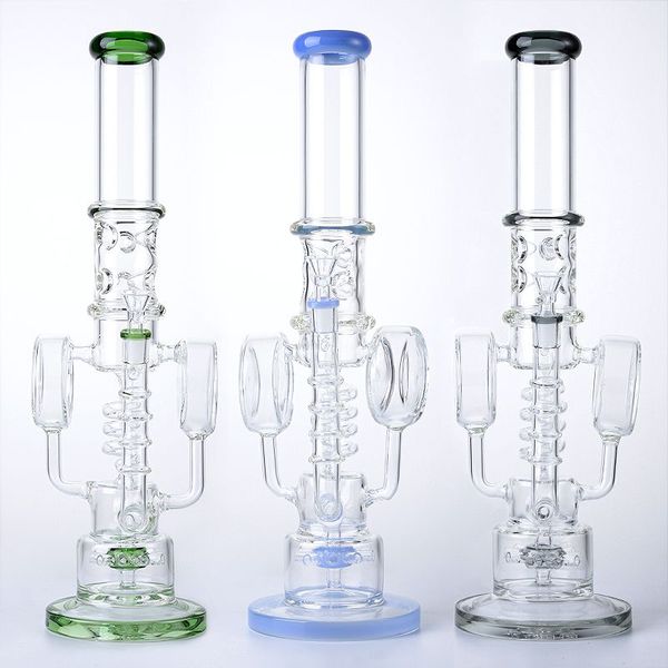 Spiral Perkolator Su Boruları Kalın 7mm Büyük Cam Bongs Sprinkler PERC Bookahlar Eşsiz Logo Yağı Dab Tigsler 14mm Dişi Eklem ile Kase Recycler