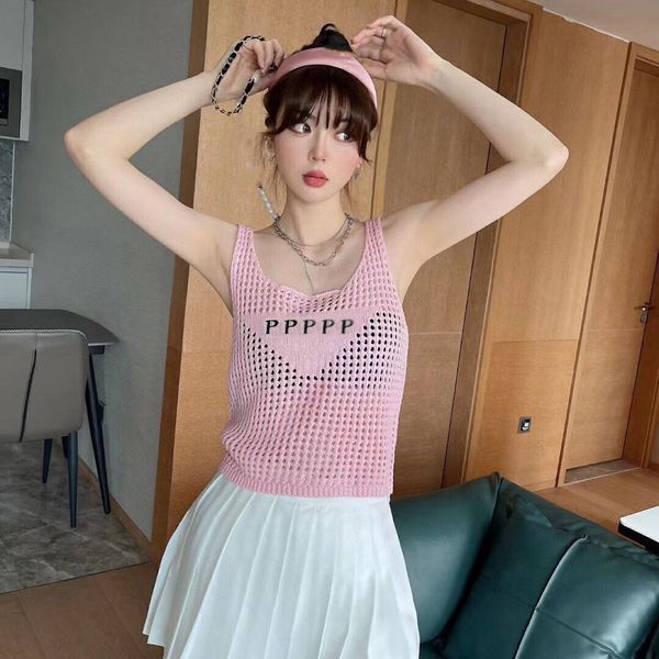 

designer womens knits girls clothing women t shirt wear tees with letter sleeveless and long sleeved hollow out strap vest loose short spic, White