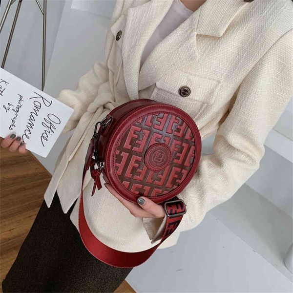 

90% off to shop online handbag embossed small round red wide shoulder strap mini