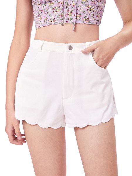 

mod scallop trim slant pocket shorts p3vk#, White;black