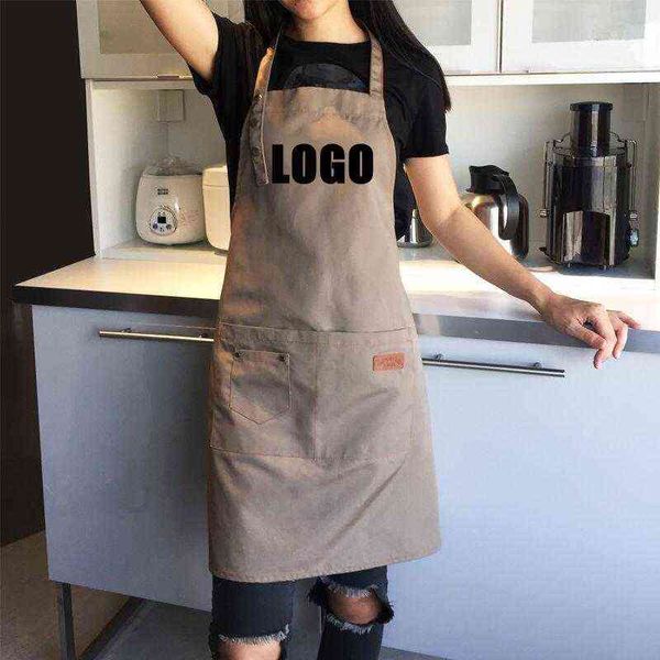 Grembiule impermeabile Modello personalizzato Tinta unita Accessori da cucina per uomo Cameriere Chef Cafe BBQ Barbiere Cucina Negozio di animali Y220426