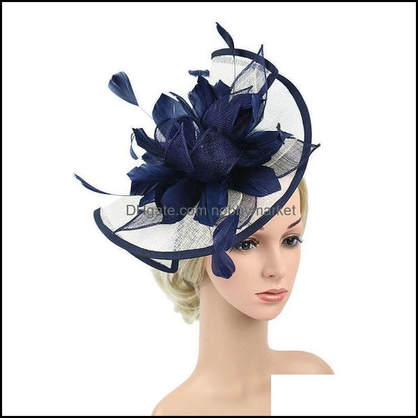 Fermagli per capelli Barrettes Gioielli 1Pc Cappello Donna Fiore Nastri a rete Fascia per capelli o una clip Cocktail Tea Party Headwewar Per ragazze Accessorio da sposa