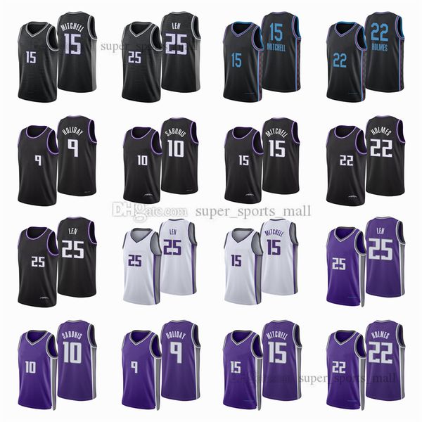 

printed city basketball jerseys 10 domantas 22 richaun sabonis holmes 9 justin 15 davion holiday mitchell alex 25 len jersey color white blu, Black;red