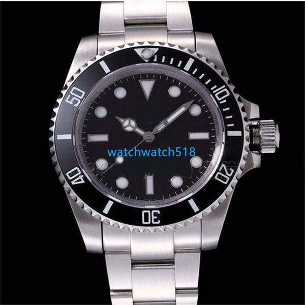 

watch with box classic 114060 40mm black dial stainless steel bracelet automatic movement mechanical swim waterproof sapphire glass luminous, Slivery;brown