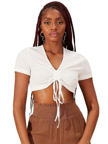 

newness drawstring front crop f5iz#, White