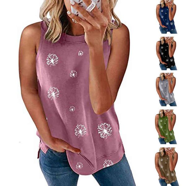 

women's tanks & camis 2022 spring and summer women's dandelion printed sleeveless pullover vest zy61, White