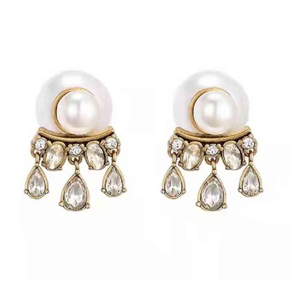 

2022 factory wholesale new di home water drop tassel size pearl earrings women's fan-shaped earrings j1ou, Golden