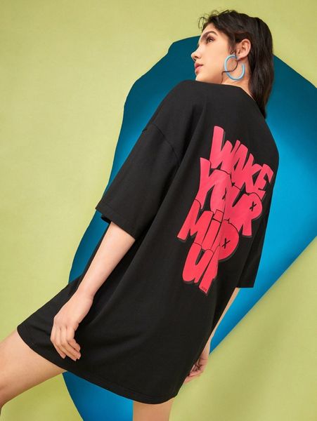 

x nope slogan graphic drop shoulder tee v7nu#, White