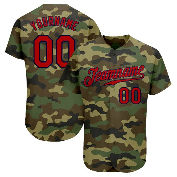 

custom camo red-navy authentic salute to service baseball jersey, Blue;black
