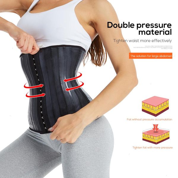 

colombianas latex waist trainer shapers corset slim belt modeling strap 25 9 steel bones cincher body shaper belly binder, Black;white