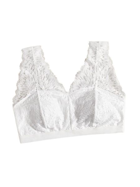 

plus lace wireless bra c2do#, Black;white
