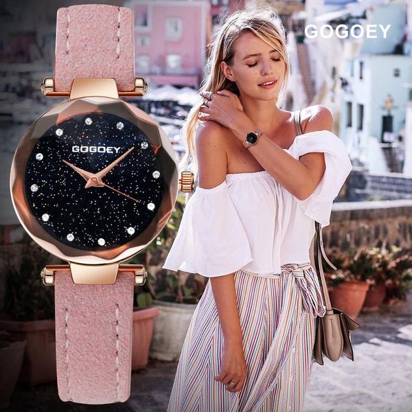 Armbanduhren Gogoey Damen-Quarz-Armbanduhr, modische Freizeitkleidung, Lederarmband, Uhren, Uhr, Horloges, Damen, Relogio