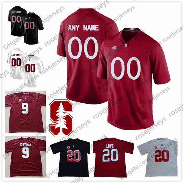 

shirt custom stanford cardinal football #5 christian mccaffrey 3 kj costello 15 davis mills arcega-whiteside ertz elway black red white jers