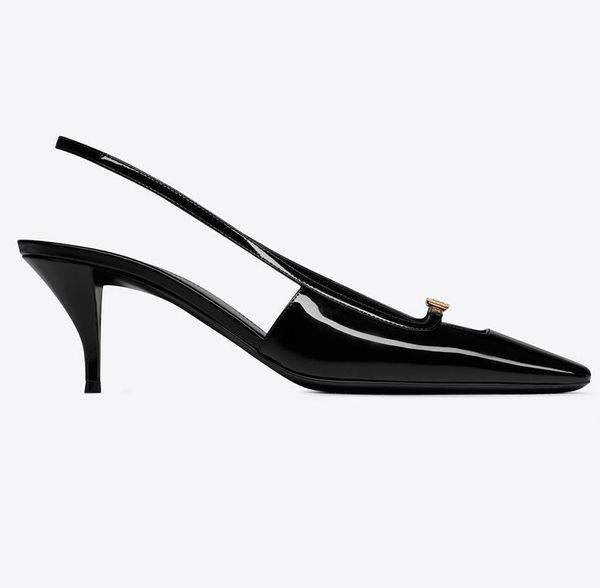

heels shoes designer heels shoe sandals dress shoe designer bags shoes blade patent leather slingback women luxury ladies classics sandal, Black