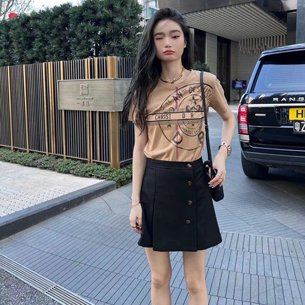 

women's t-shirt designer d home 2022 summer new student letter print short sleeve thai design round neck t-shirt pt6x2022, White