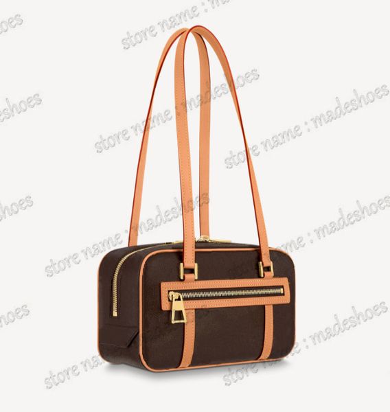

women's designer handbag m46321 cite double long handle bag luxury crossbody shoulder bag with front zipped pocket large zip pull