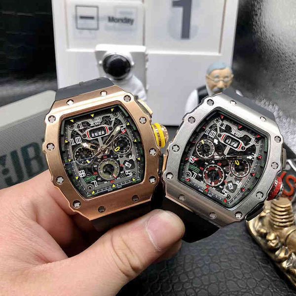 

uxury watch date luxury mens mechanical watch richa milles business leisure rm11-03 fully automatic fine steel case tape swiss movement wris, Slivery;brown