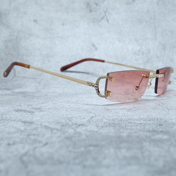 

diamond sunglasses rimless vintage wire c square rhinestones sun glasses for men and women iced out zircon shades eyewear, White;black