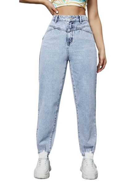 

high waist mom fit jeans r1sn#, Blue