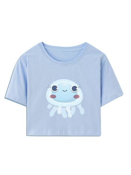 

romwe x pixerious cartoon graphic crop tee b6oy#, White