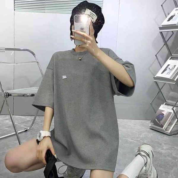 

women's t-shirt ader summer letter offset loose style short sleeve t-shirt, White