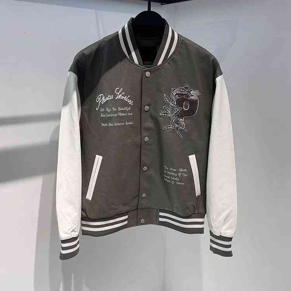 

jacket bbcc bai jingting the same bird family mens clothing autumn new baseball pu embroidery stitched jacket, Black;brown