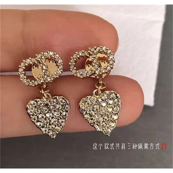 

2022 fashion 20% off designer jewelry love letter simple personality versatile small sterling silver anti allergy earrings, Golden