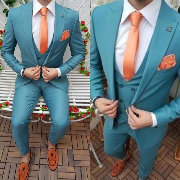 Ternos masculinos bonitos 2022 Modern Blazers smoking três peças Sólidos terno de casamento homem roupa casual terno de negócio