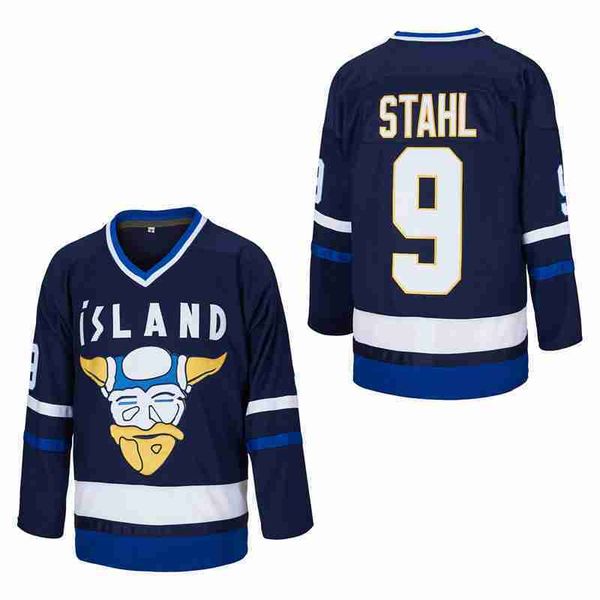 

movie version mighy ducks d2 team iceland gunner 9 stahl jersey, Black;red