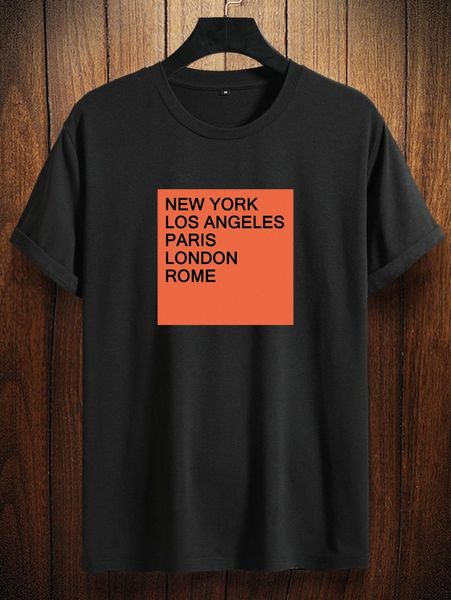 

men contrast panel slogan graphic tee h9pc#, White;black