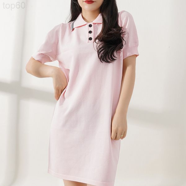 

casual dresses designer []summer new french celebrity small fragrance style lapel short sleeve dress foreign aging heavy industry t-shirt 9o, Black;gray