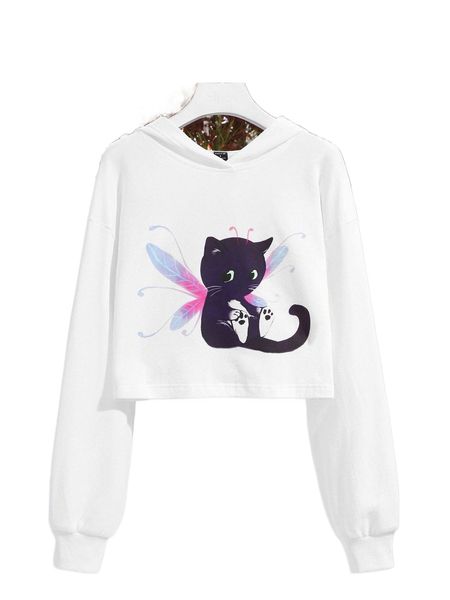 

x bev johnson cartoon graphic drop shoulder hoodie o1qf#, Black