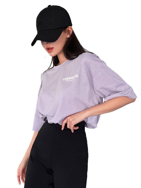 

dazy slogan graphic drop shoulder tee s5g3#, White
