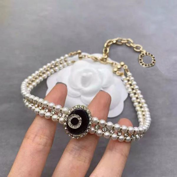 

luxury diamond choker necklaces multi colored designer jewelry women girls clavicle chains pearl black white lobster clasp c necklace choker, Golden;silver