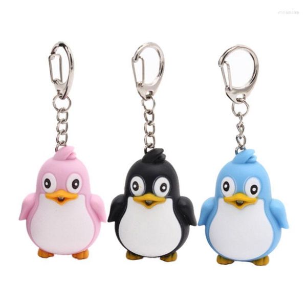 Sleutelhangers Schattige Pinguïn Sleutelhanger Led Zaklamp Met Geluid Sleutelhanger Kerst Xmas Feestartikelen Zakvullers Geschenken Leuk Speelgoed Voor Kinderen Volwassen Miri22