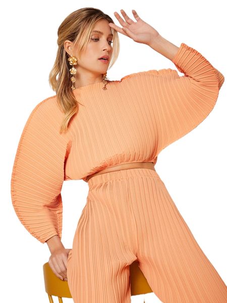 

solid batwing sleeve ribbed knit blouse l05h#, White