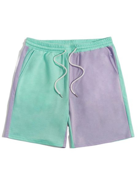 

men two tone drawstring waist shorts h7fz#, White;black