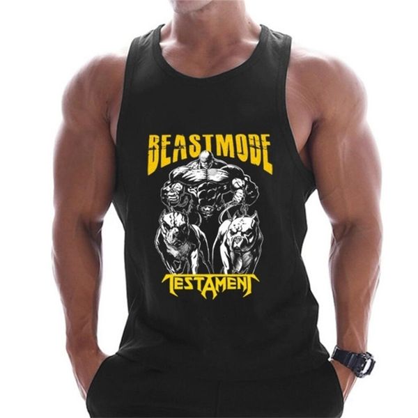 Casual Gedruckt Tank Tops Männer Bodybuilding Ärmelloses Shirt Baumwolle Gym Fitness Workout Kleidung Stringer Singlet Männliche Sommer Weste 220614