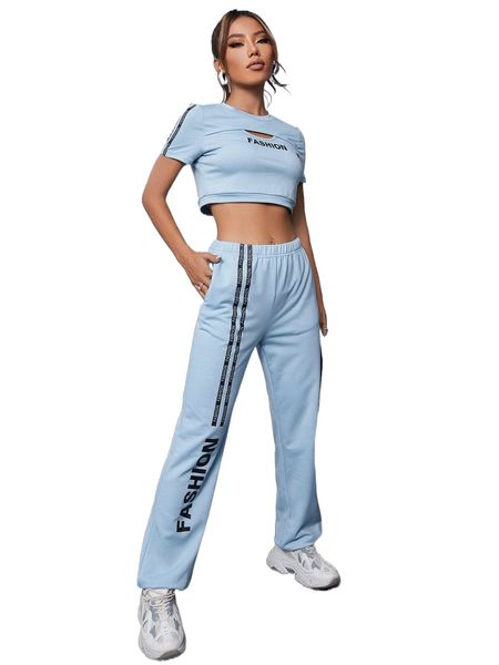 

90s dopamine dressing letter tape cut out front cami & sweatpants l5wy#, White