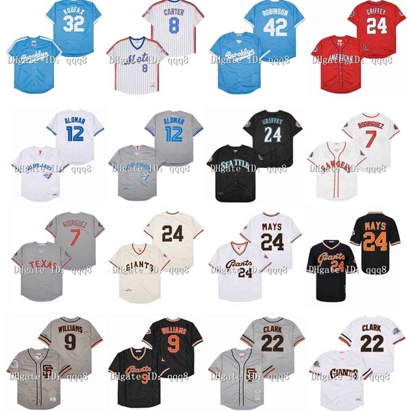 NA85 Retro Baseball -Trikot Roberto Alomar Ken Griffey Jr. Ivan Rodriguez Willie Mays Matt Williams Will Clark Sandy Koufax Brooklyn Jackie