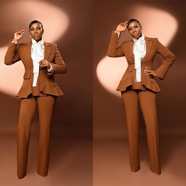 

brown red carpet fashion women pants suits 2 pieces slim fit mother of the bride suit prom evening party wear, Black;red