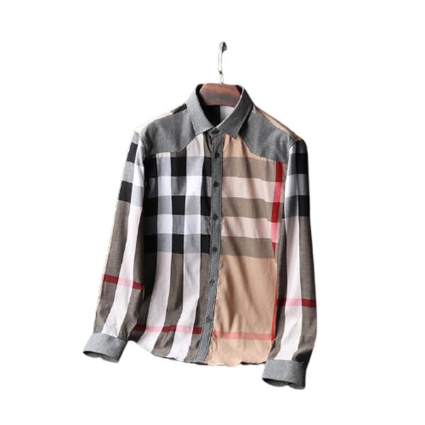 

mens dress casual shirts luxury high-end slim silk t-shirt long sleeve casual business clothing plaid brand #06, White;black