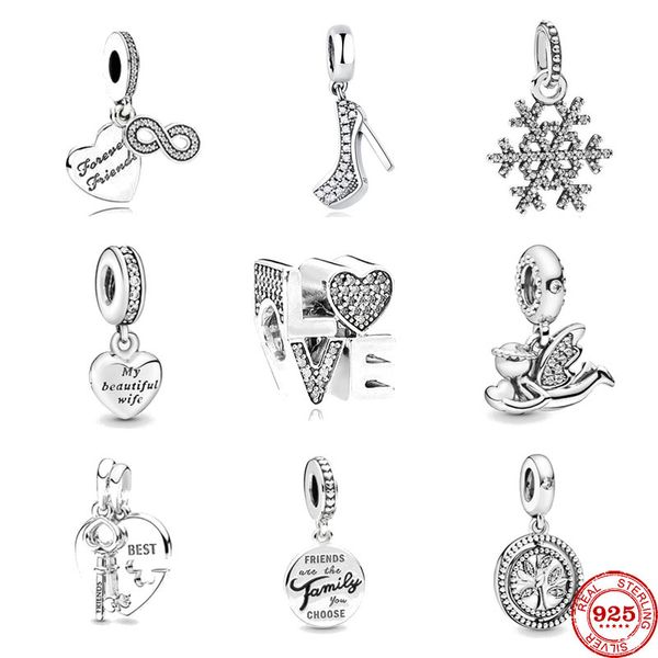 Perline di fascino in argento 925 ciondola la mia bella moglie famiglia migliore amica angelo perline Pandora Charms braccialetto accessori gioielli fai da te