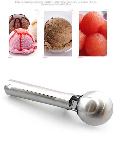 Cozinhar Utensílios Sorvete Scoops Pilhas De Aço Inoxidável Sorvete De Sorvete Colher Digger Watermelon Baller Scoop Fruit Sobremesa Ball Maker Cozinha Ferramentas