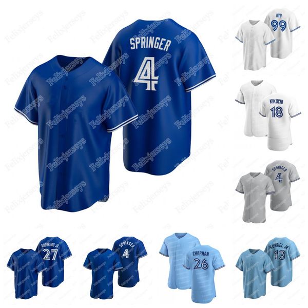 

4 george springer bo bichette jerseys vladimir guerrero jr. lourdes gurriel jr. matt chapman santiago espinal alejandro kirk raimel tapia te, Blue;black
