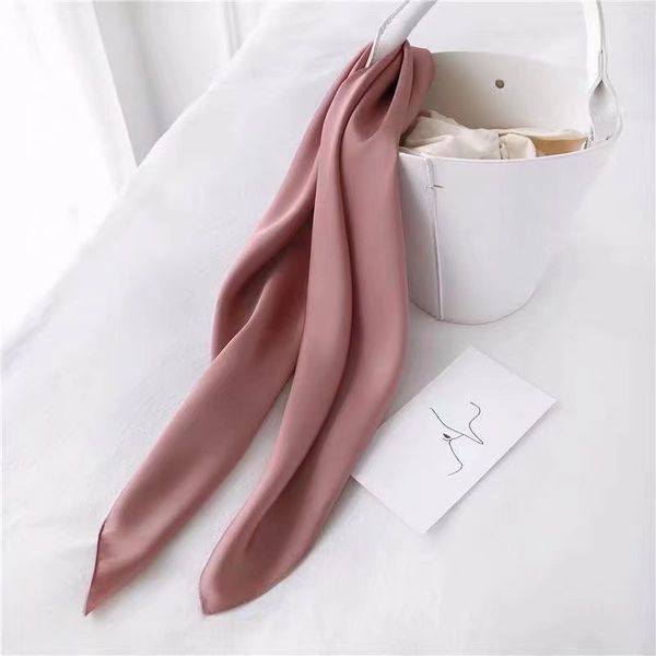 

spring 2022 new decorative artistic solid color girl silk scarf korean style same style all-matching small square towel, Blue;gray