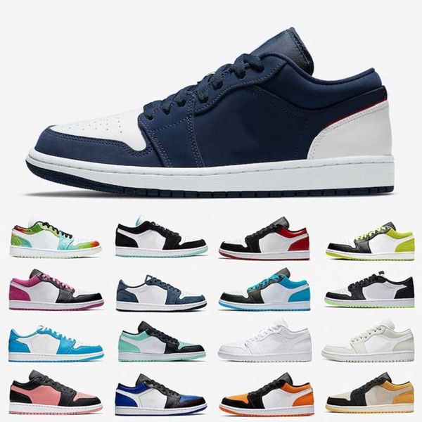 

jumpman 1 low mens basketball shoes university panda laser blue orange gold washed chicago 1s court purple unc smoke grey men women trainers, Black