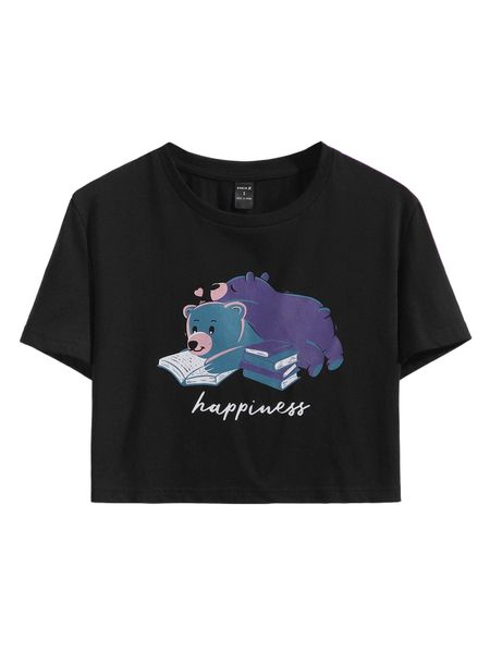 

x tobefonseca letter & cartoon graphic crop tee h5on#, White