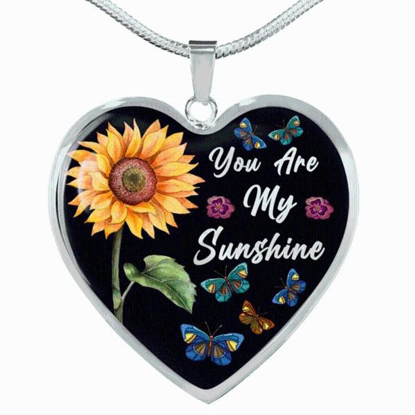 Halsketten mit Anhänger „You Are My Sunshine“, Herz-Halskette, Modeschmuck für Frauen und Mädchen